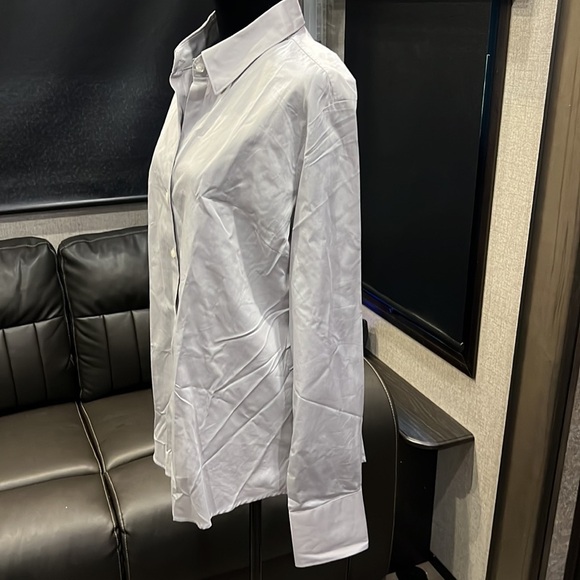 Calvin Klein Fitted Button Down Long Sleeve Work Blouse - Gray - XL - Picture 2 of 6